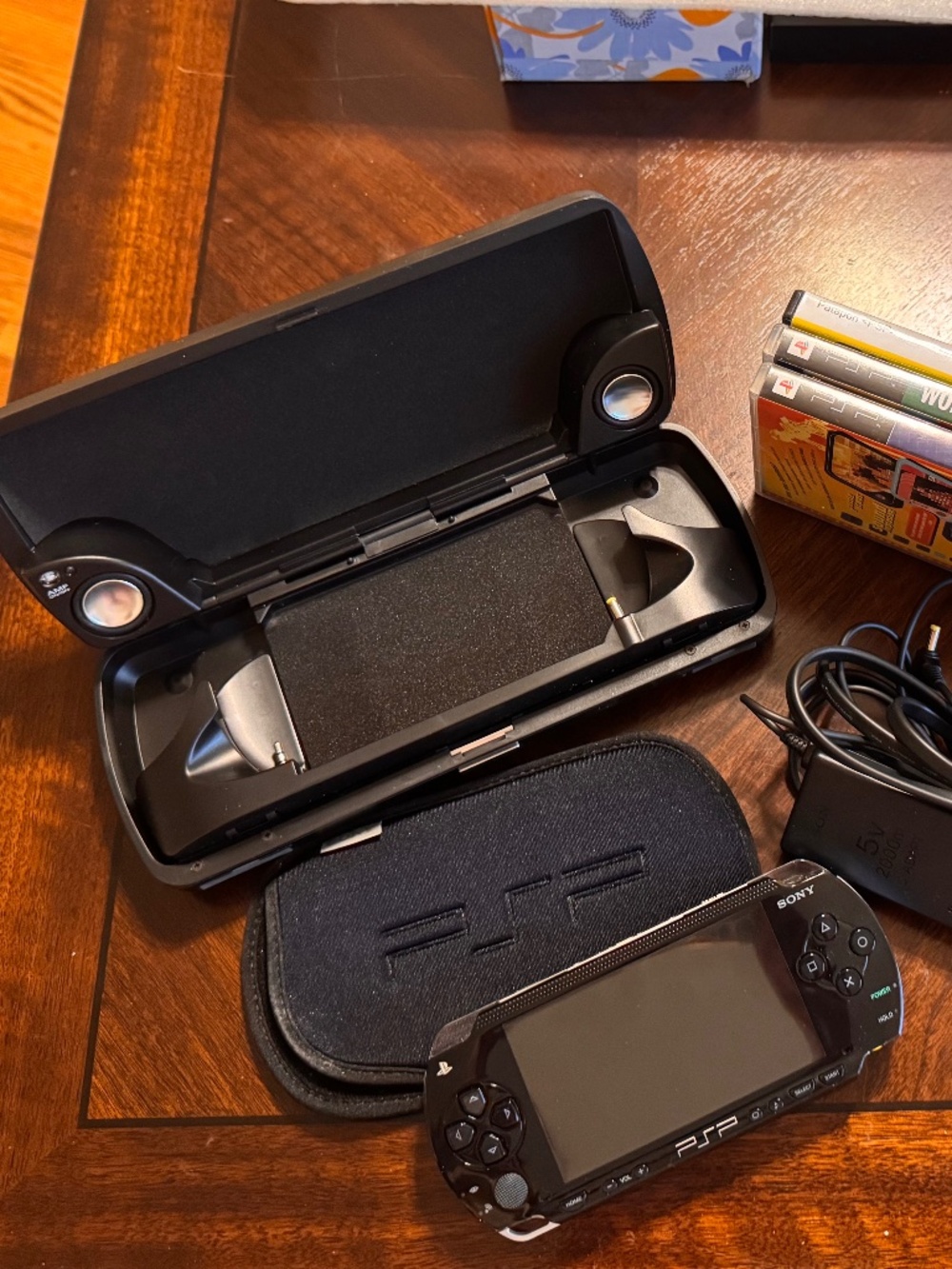 Sony PSP Handheld Console w 3 games, new battery, Nyco case, soft case, charger